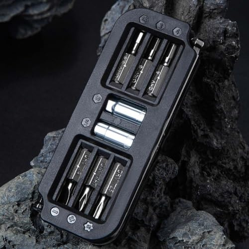 MoSundi Outil de réparation de vélo multifonction 10 en 1, construction en acier avec poignée ergonomique, portable pour vélo, noir