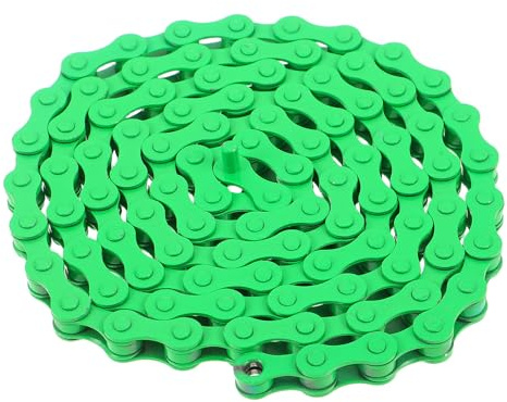 WHAMVOX Cadena para Bicicleta Sola Velocidad Color Verde, Cadena de Acero Desmontable, Repuesto Resistente para Ciclismo de Montaña y Carretera, Accesorios Ciclismo Duraderos, Enlace