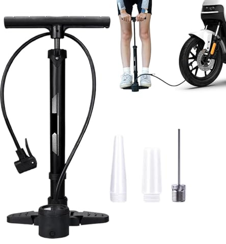 Pompa da per bicicletta con manometro, pompa ad aria alta 230 psi, alloggiamento in alluminio, valvola a doppio ugello, pneumatico portatile per bicicletta, moto, attrezzatura sportiva, mountain