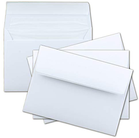 50x Brief-Umschläge DIN C6 in Weiß - gefüttert mit weissem Seiden-Futter - 11,4 x 16,2 cm - Brief-Kuverts für Grußkarten - 100Gramm pro m²- Haftklebung