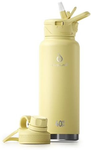 IDEUS Vacuum Insulated Water Bottle 1140ml/40oz, Leak-Proof Stainless Steel Water Bottle, Double Wall Flask, Metal Sports Canteen with 2 Lids