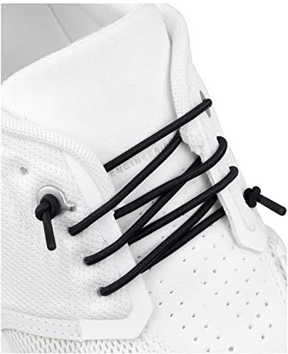 Endoto Schnürsenkel für ON Cloud 5 & 6 Schuhe, Ersatz Elastische Ohne Binden Gummi Rund Schuhbänder Laces Shoelaces für Running Sneaker (Schwarz,24 Zoll)