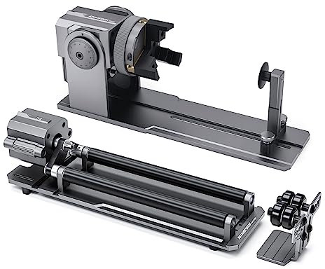ATOMSTACK R1 Pro Rotary Roller, 3-in-1 Jaw Roller with Risers for Laser Engraver, Y axis 180° Angle Adjustment Engraving Cylindrical Object Boxes, Wine Glass, Tumbler, Ring