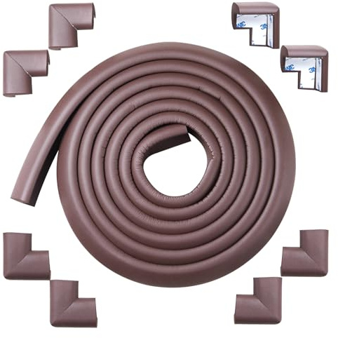 Arinbeb Foam Corner Protector for The Fireplace Hearths Edge and Corner Guard, with Retardant Materials Foam Safety Bumpers Baby Proofing (Coffee)