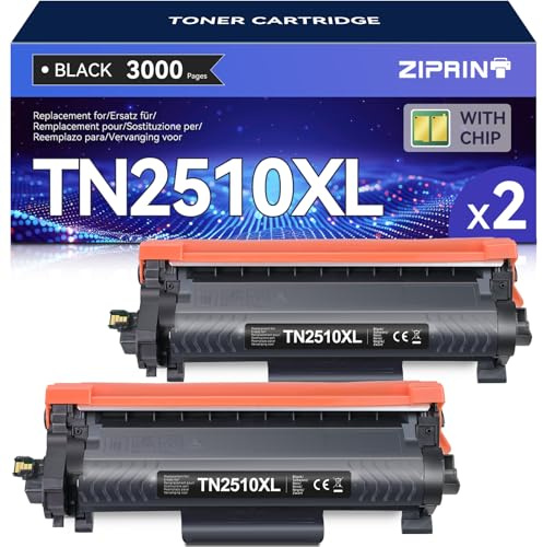 ZIPRINT TN2510XL TN-2510XL Kompatibel für Brother HL-L2400DWE Toner TN2510XL für Brother MFC-L2835DW Toner MCF-L2800DW MFC-L2827DW MFC-L2860DWE DCP-I2620DW DCP-L2627DW DCP-L2660DW(Schwarz*2P)