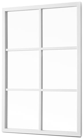 TIENDA EURASIA – Espejo de Pared | Rectangular | Material Plástico (PP) + Cristal + Madera (MDF) | Medidas: 49x71x2.7 cm + Espejo 47x71x2 cm (Blanco 6 Cuadrados)