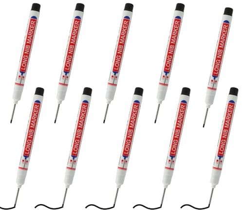 Riybyds 10 Stück 20 mm Negro Rotuladores de Agujero Profundo, Rotulador carpintero, Marcadores de Punta Fina para Carpintería,rotulador permanente punta fina, Adecuados para Metal, Madera, Plástico