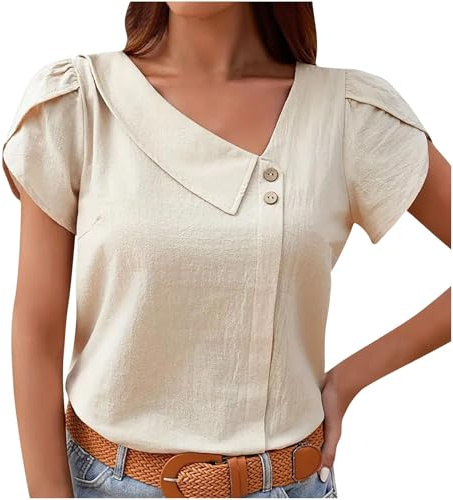 HAOLEI Camicia Donna Manica a Bocciolo Blusa Elegante Maniche Lunghe T Shirt con Scollo V Camicetta da Ufficio Camicia Estiva Casual Top Maglietta Donna Eleganti Maglietta Estate e Traspirante