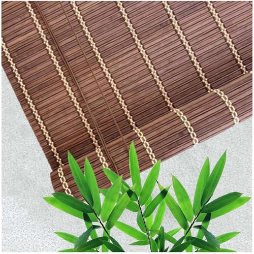 Tende a rullo in bambù naturale, paralumi filtranti per finestre e porte, tende a pacchetto retrò, tende avvolgibili in legno ecologico, 50 x 110 cm (larghezza x altezza)