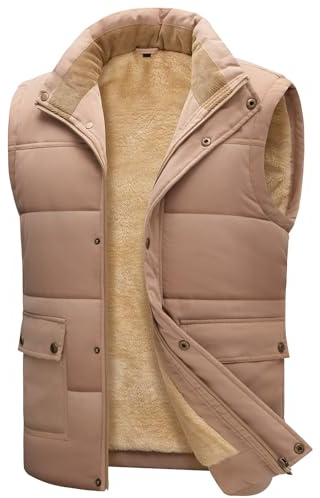 Lonya Gilet for Men Fleece Body Warmer Quilted Outerwear Gilets, Winter Thermal Lightweight Windproof Sleeveless Jacket Zipper Warm Vest with Pockets