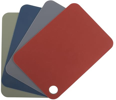 Sur La Table Kitchen Essentials Crafty Carvery BPA-Free Flexible Cutting Mats – 4-Piece Color-Coded Chopping Board Set, Dishwasher Safe, Non-Slip, 11.75 x 8.25, Assorted Colors