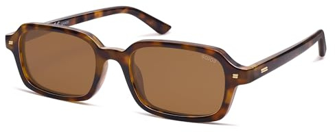 SOJOS Gafas de sol rectangulares polarizadas retro para hombre y mujer, vintage, de moda, shmal, cuadradas, con protección UV400, SJ2610, Marco de concha de tortuga y lentes marrones, medium