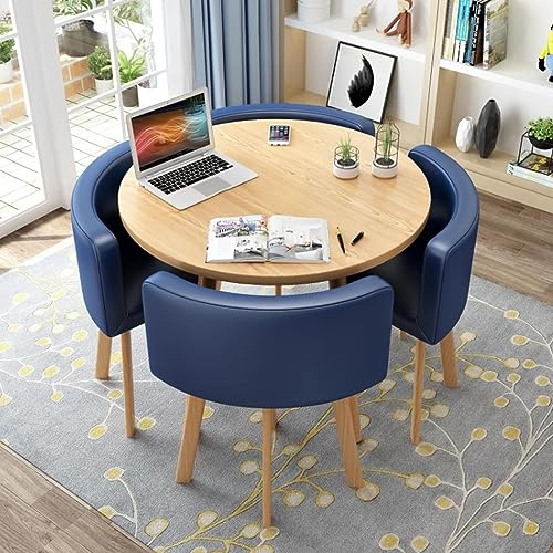 Modern Round Dining Table Set with 4 Chairs Small Office & Conference Room Furniture Compact 31.5 Dining Room Table for Kitchen Lounge Living Room