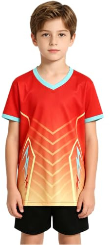 dPois pojkar sommar sportkläder fotbollströja kort set sportdräkt | Kortärmad, cool torr, andningsbar, basket, fritid, fotboll, tennis, träning, golf, handtvätt, sport, cykling, volleyboll, gym