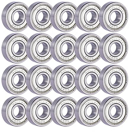 Rollerex Atlas 608ZZ Pre-Lubricated Roller Skate Wheel Bearings – ABEC 5 and ABEC-1 Bearings for Inline Skates, Roller Blades, Scooters, RipStiks & Skateboards (Chrome Steel, 20-Pack)