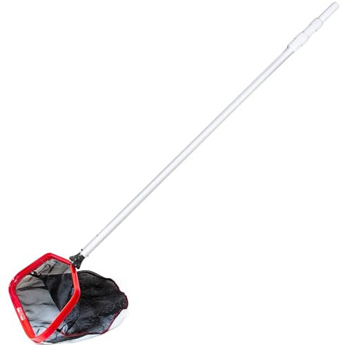 Aquatix Pro Pool Skimmer Net with Pole, 19 Extra Wide Net, 4-12ft Pole, Professional Grade, 3 Section 1.1mm Aluminum Detachable Pool Pole, Heavy Duty Strong Nylon Fine Mesh Net Bag, Wear Resistant