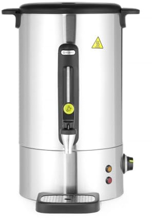 HENDI Hervidor de agua eléctrico 16L, dispensador de bebidas calientes, termo de una pared para vino, té, hasta 100°C, 230V, 50/60Hz, 1650W, 357x380x(H)502mm, acero inoxidable satinado, PP