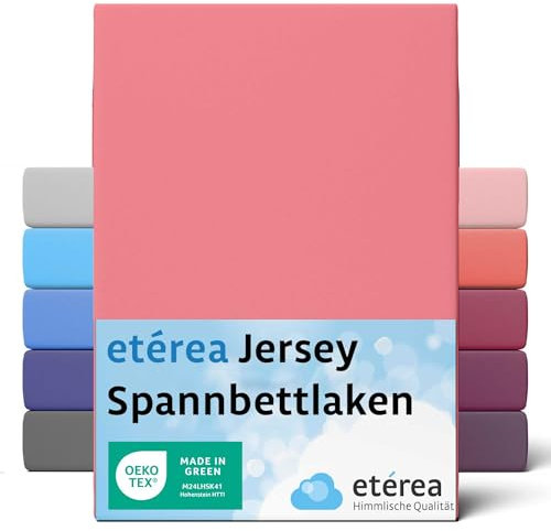 etérea Jersey Spannbettlaken 100x200cm - 120x200cm Rosa bis 25 cm Höhe - 100% Baumwolle Spannbetttuch Oekotex - Bed Sheets Leintuch Bettbezug - Bettlaken 100x200 cm - 120x200 cm - Rose