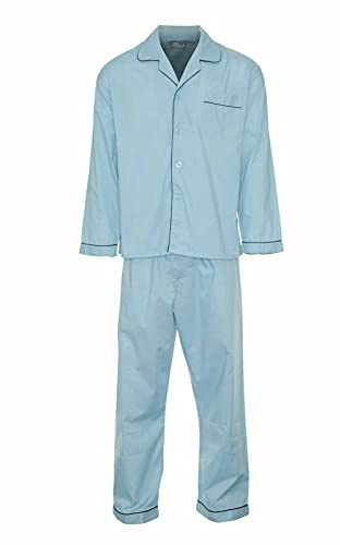 Men's Champion Plain Cotton Traditional Long Pyjama Set Blue, Navy UK Size S-5XL