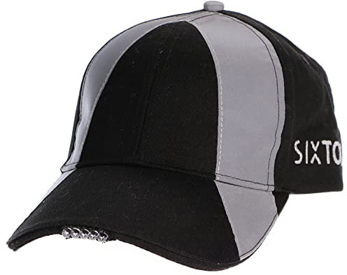 SIXTOL B-Cap Safety Reflektierende Baseballmütze mit LED-Licht 25lm | Aufladen über USB | Universalgröße | Schwarz