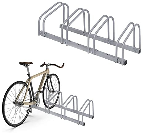 Susy Shop Rastrelliera Per 4 Bici Supporto Per Biciclette In Acciaio Cromato per pneumatici 35 a 60 mm, montaggio a parete e pavimento, supporto acciaio, parcheggio_3663