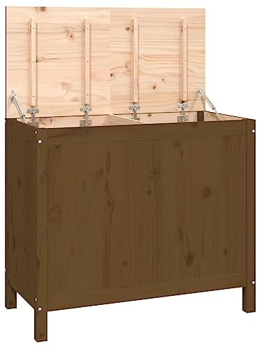 vidaXL Baúl para Colada Cubo Cesto Tapa Almacenamiento Ropas Zapatos Juguetes Cuarto Baño Dormitorio Decoración Madera Maciza Pino Marrón Miel