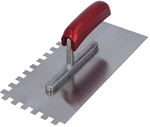 HELPMATE - Llana dentada de 10 x 10 mm - Espátula dentada profesional fabricada en Alemania - 230 x 130 mm llana dentada para aplicar masilla y adhesivo para azulejos