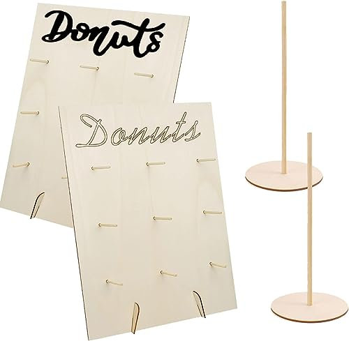 4 Stück Donut Ständer,Donut Wand Hochzeit,Donut DekorationHolz,Donut Tower Ständer,Stücke Holz Donut Wand,Donut Board,Donut Tafel,Candy Bar Donut Wand für Hochzeiten Geburtstage,Jubiläen,Konditoreie