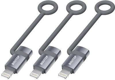 BOUTOP [3 Stück 36W USB C auf Lightning Adapter [Apple MFi Zertifiziert] für Schnelles Laden und Datenübertragung,mit Anti-Verlust-Seil für iPhone 14 13 Pro Max,iPad Air 4/Mini 5,iPod-Hellgrau