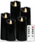 KeeFos Bougies LED [5 PCS] Bougies Sans Flamme, Bougie Decorative, En Véritable Cire, Vacillement des Flammes Très Réaliste, avec télécommande et Minuterie de 24 Heures - Noir [Classe énergétique G]