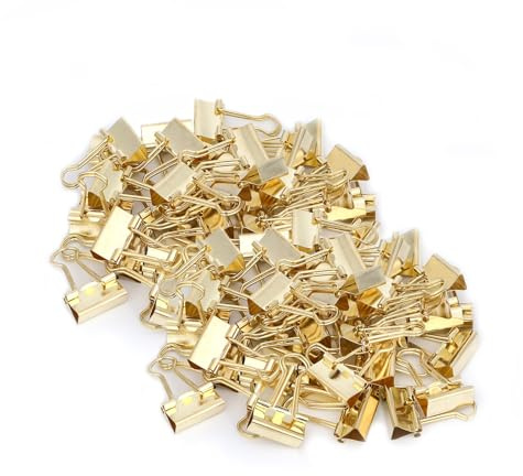 80 mollette pieghevoli in metallo, mollette di carta, mollette di carta, clip pieghevoli, graffette dorate da 19 mm, clip di carta per ufficio, scuola