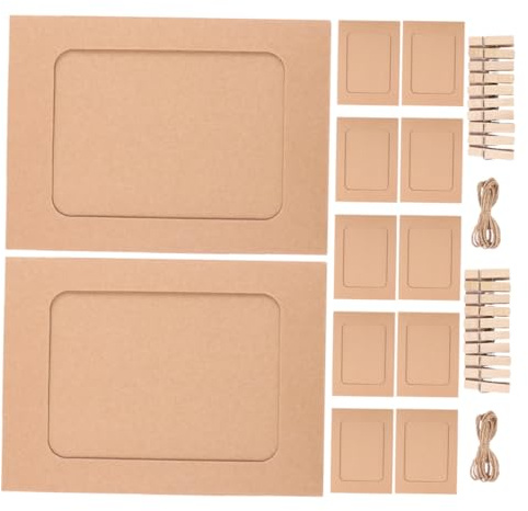 OHPHCALL 1 Set DIY Picture Frames with Jute Twine and Wooden Clips for Effortless Photo Display in Classroom and Scrapbooking Projects Cardboard Hanging Holder