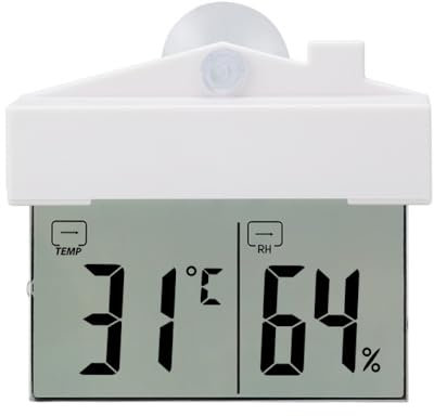 Termometro Igrometro da Finestra (-9℃~50℃) - Display LCD Digitale per Misurazione Temperatura e Umidità Interno/Esterno