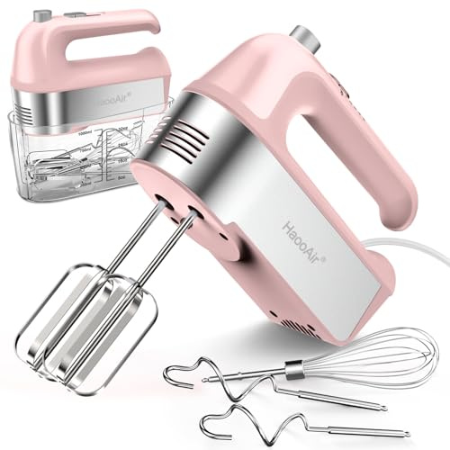HaooAir 450W Elektrischer Handmixer, 5-Gang-Handmixer mit Messbecher-Aufbewahrungsbox, 5* Edelstahl-Zubehörteilen, Turbo-Funktion, Auswurftaste, Küchenmixer zum Backen und Kochen