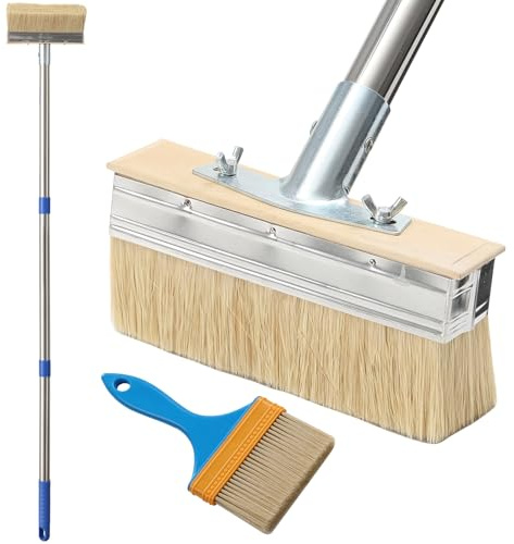 Flächenstreicher Pinsel mit Langem Griff, 163 cm Deckenbürste Pinsel mit 8 cm Farbapplikatorpinsel, Terrassenpinsel Flächenstreicher für Wände, Schränke, Türen, Zäune, Terrassen
