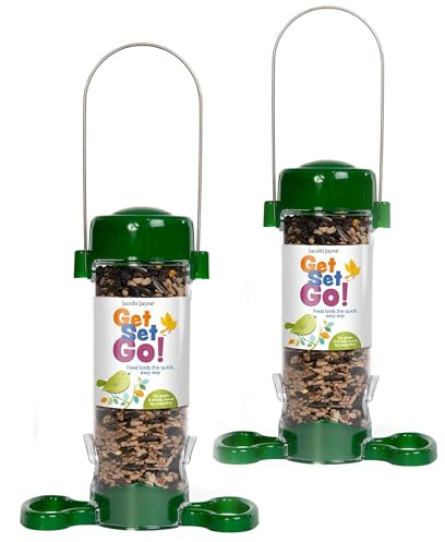 Bird Feeders Hanging Garden Bird Feeder - Jacobi Jayne® Get Set Go™ Hanging Seed Feeder For Wild And Garden Birds - Easy Clean Birdfeeder Perfect For Seed Blends And Bird (For Seed, Pack Of 2)