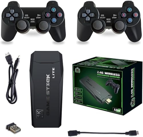 Clé de Jeu rétro sans Fil, mémoire de 64 Go, Jeux Classiques préinstallés, jouez à la télévision avec Deux manettes sans Fil 2,4 GHz, Sortie HDMI 4K améliorée