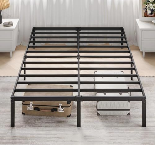 MUTICOR Letto Matrimoniale 160 x 200 cm in Metallo con Contenitore – Struttura Letto Robusta, Rete a Doghe, Senza Rumori, Facile Montaggio, Nero