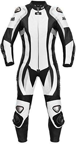 XLS Lederkombi, Damen Einteiler, Echtleder, schwarz weiße Motorradkombi, einteilig, Racing-Kombi (42)