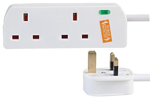 PRO ELEC PELB1950 2 Gang Surge Protected Extension Lead White, 5m