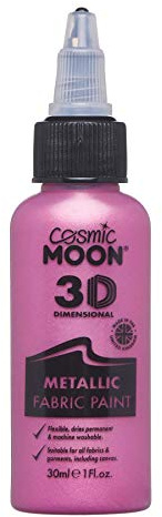 Cosmic Moon - Metallic 3D Fabric Paint - 30ml - Textile paint for clothes, t-shirts, bags, shoes & canvas (Pink)