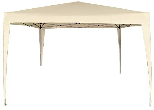 AKTIVE Cenador plegable 300x300x240 cm color crema, Estructura metálica ligera con techo de poliéster impermeable, Montaje rápido sin herramientas, Para jardín y terraza (62188)