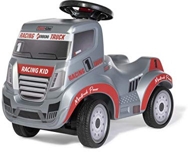 Ferbedo Truck Racing (Babyrutscher aus Bio-Kunststoff, mit Anhängeröse, Lenkrad mit integrierter Hupe, Kinderfahrzeug mit Kniemulde, Flüsterreifen) 171194