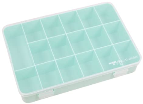 Craftelier - Förvaringslåda med 17 fack för kort-, scrapbooking- och hantverksmaterial, mått 26,5 x 17,8 x 4,2 cm (10,4 tum x 7 tum x 1,65 tum) – turkos
