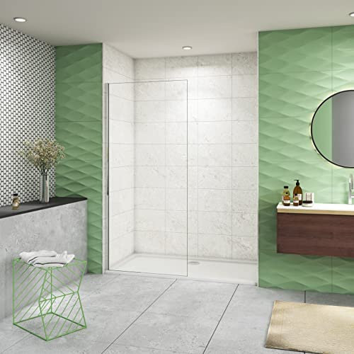 Doccia Walk In 40x200 cm Parete Fissa in Vetro da 8 mm Temperato Trasparente Anticalcare Cromo Lucido Barra Stabilizzatrice 45 cm