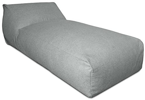 Deshome - Sitzsack für den Garten, Chaise Longue abnehmbar für den Außenbereich 180x90 cm - Bean Bag Chair, Outdoor-Sitzsack mit Polsterung Pouf Puff Design Pulvergrau