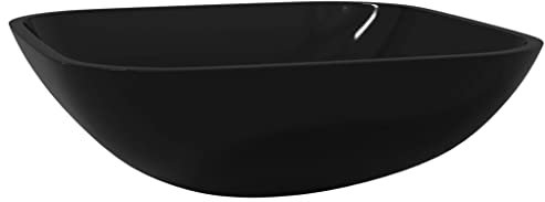 vidaXL Waschbecken, Becken für Badezimmer Waschraum Nasszelle, Aufsatzwaschbecken über der Theke, Waschschale Waschtisch, Glas Schwarz