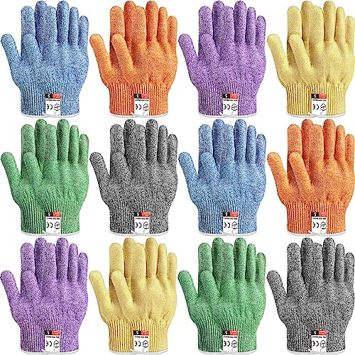 Hercicy 12 Pairs Cut Resistant Gloves Level 5 Protection Safety Cutting Kitchen Cuts Gloves for Chefs Garden(Medium)