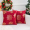 Weihnachten Kissenbezug 40x40 cm 2er Set Samt Rot Modern Dekorative Bronzieren Schneeflocke Kissenbezüge Festival SofaKissen Gemütlich Weich Quadratisch Heimdekoration für Auto Couch Schlafzimmer