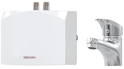 STIEBEL ELTRON hydraulischer Mini-Durchlauferhitzer DNM 3 + MAE-W mit Wasserhahn fürs Handwaschbecken, 3,5 kW, mit Stecker 230V, VDE geprüft, 205970